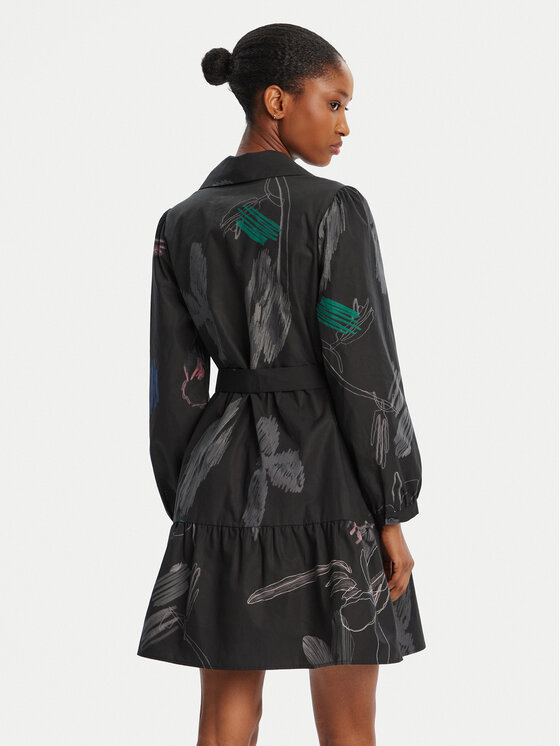 Desigual Desigual Rochie de zi Pisos 25WWVW06 Negru Regular Fit