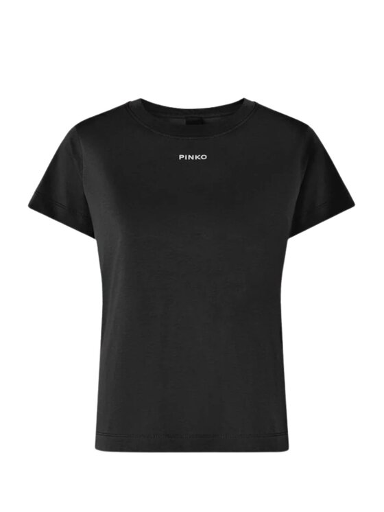 PINKO PINKO T-Shirt BASICO T-SHIRT JERSEY LOGO STA Czarny Regular Fit