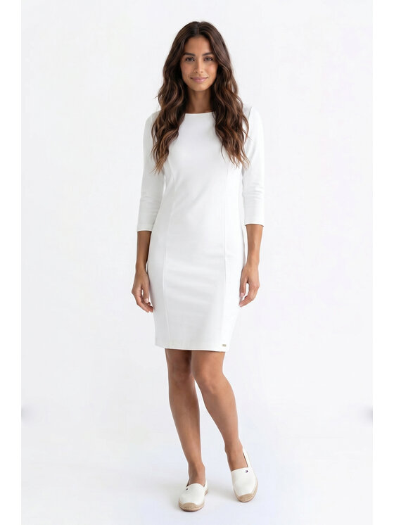 FIGL FIGL Koktejlové šaty M1351 Krémová Straight Fit