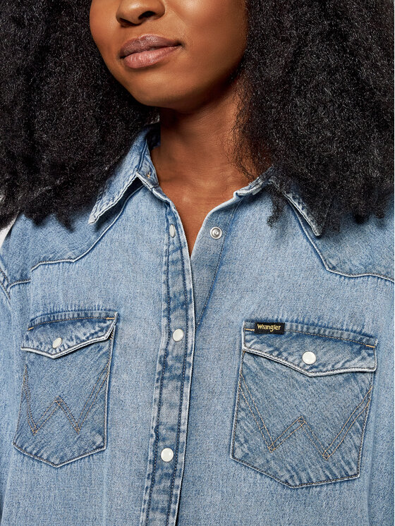 Wrangler Wrangler Джинсова сукня Western W9P6LWX4E 112132456 Голубий Regular Fit