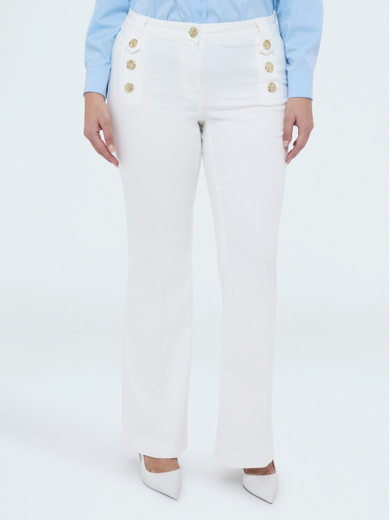 Fiorella Rubino Fiorella Rubino Pantaloni di tessuto P464T205184N011 Bianco Flare Fit