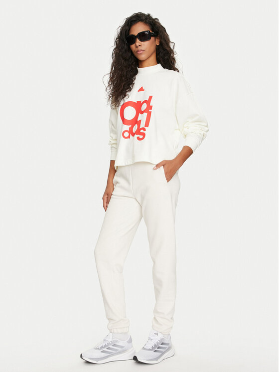adidas adidas Суитшърт French Terry Print IS4284 Бял Loose Fit