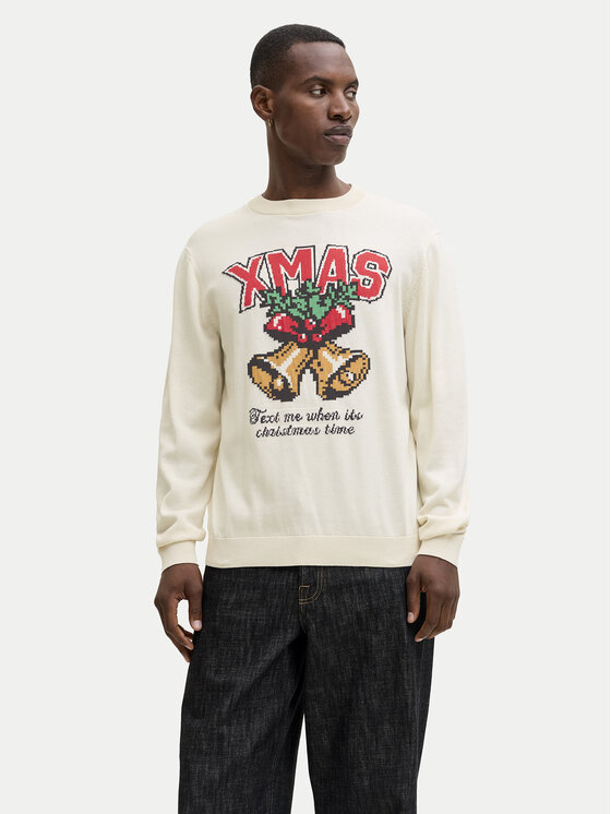 Jack & Jones Sweter Holiday 12287994 Beżowy Relaxed Fit