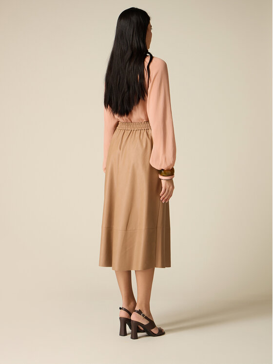 Oltre Oltre Spódnica midi 1031J000336N012 Kremowy Regular Fit