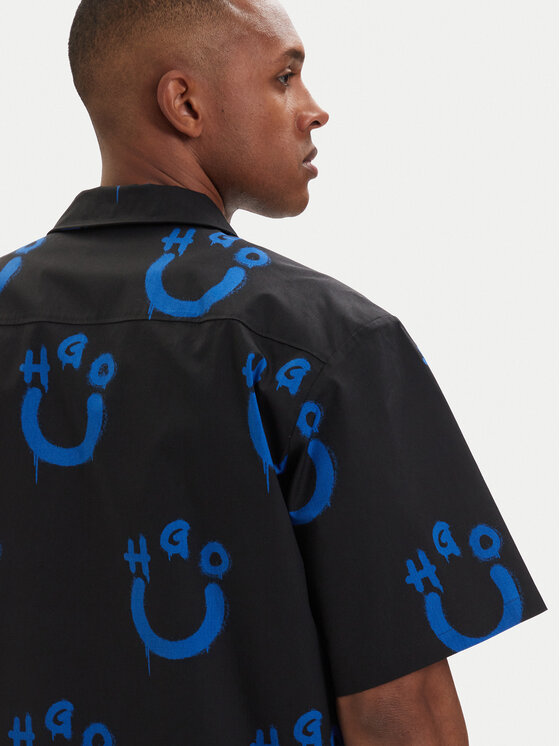 HUGO HUGO Риза Eligino 50561691 Черен Relaxed Fit