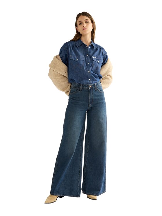 Wrangler Wrangler Jeansy 112386691 Granatowy Wide Leg