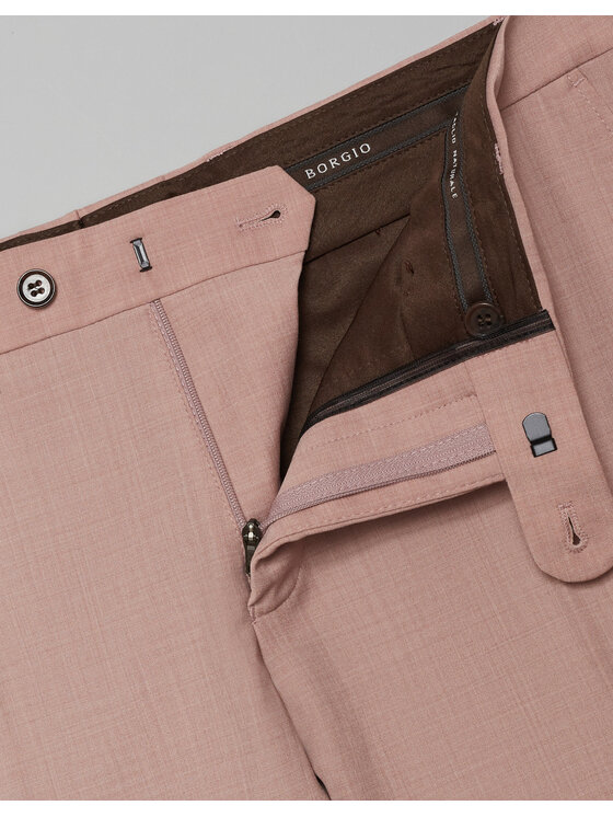 Borgio Borgio Spodnie garniturowe badia Różowy Slim Fit