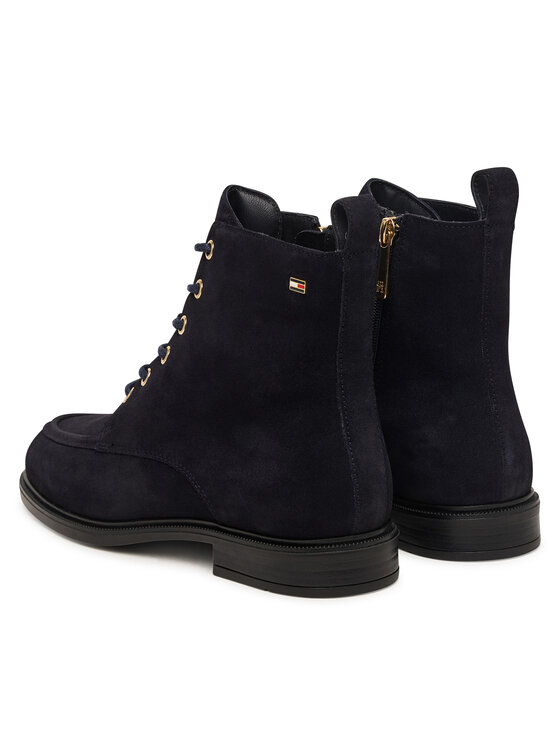 Tommy Hilfiger Tommy Hilfiger Зимни обувки Enamel Flag Suede Lace-Up Boot FW0FW09681 Тъмносин