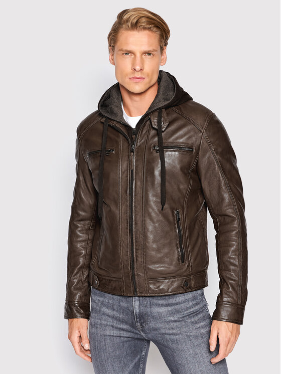 Serge Pariente Serge Pariente Odinė striukė Erico Hood Ruda Regular Fit