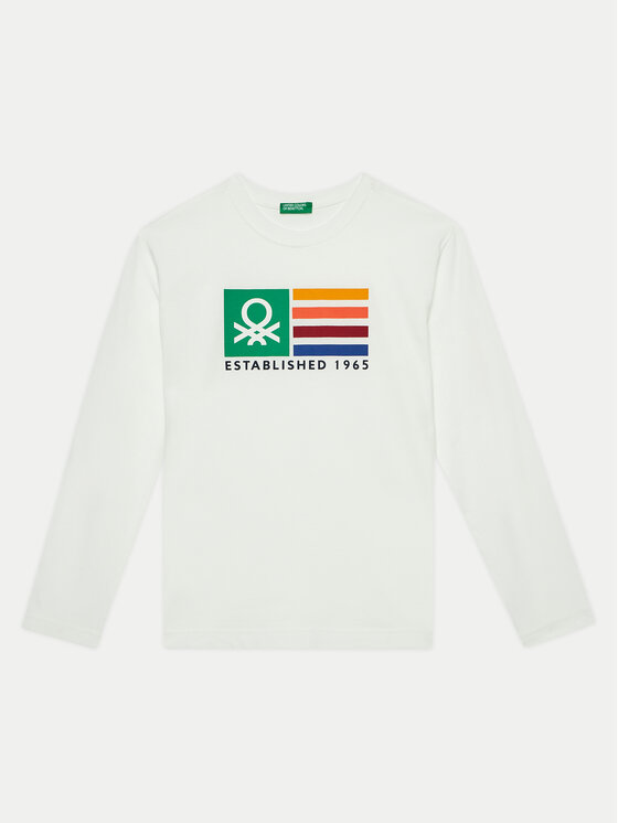 Chłopięca Bluzka United Colors Of Benetton, Rozmiar 168, Biała, 3I1XC10JN