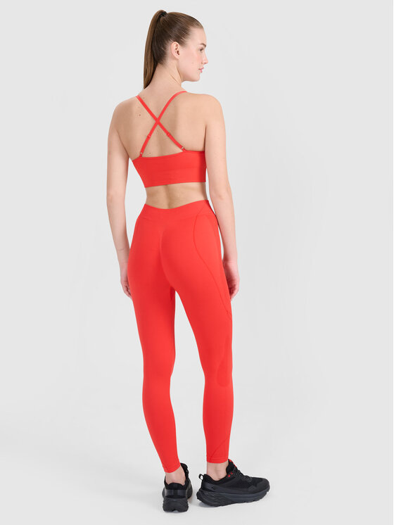 4F 4F Legginsy TRAINING SEAMLESS Czerwony Slim Fit
