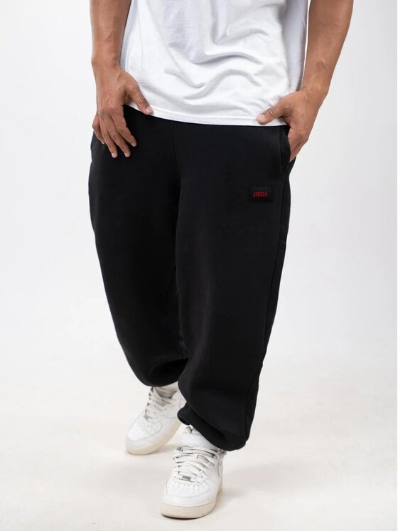 Jigga Wear Jigga Wear Spodnie dresowe Szerokie luźne bagy korona 131213 Czarny Baggy Fit