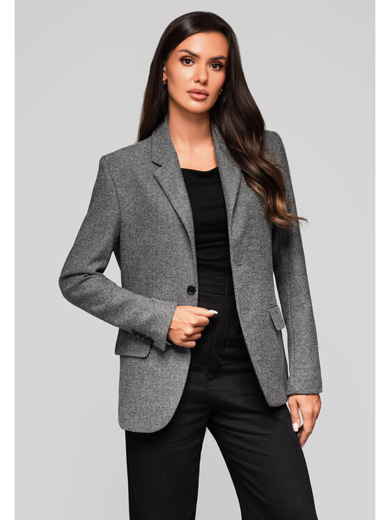 Ombre Ombre Marynarka LW-BLZB-0101 Szary Regular Fit
