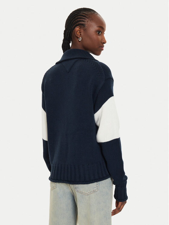 Tommy Jeans Tommy Jeans Megztinis Flag Rugby DW0DW18677 Tamsiai mėlyna Relaxed Fit