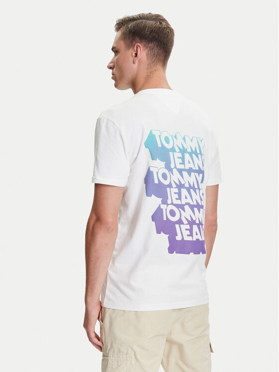 Tommy Jeans Tommy Jeans Tričko Stack Backprint DM0DM21589 Biela Regular Fit