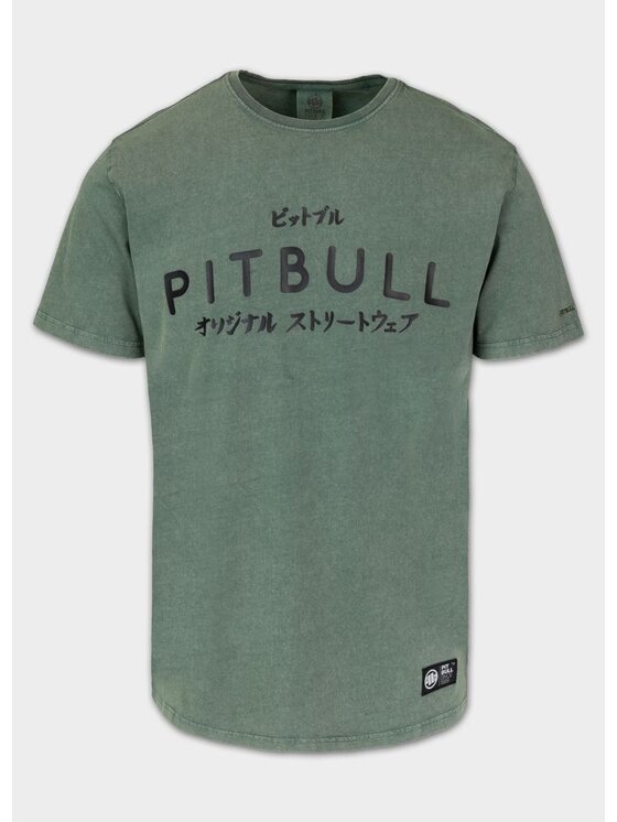 PITBULL PITBULL T-Shirt Koszulka męska Denim Washed MT. FUJI 3XL Zielony Regular Fit