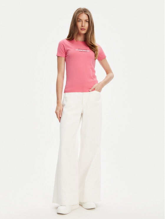 Guess Jeans Guess Jeans T-Shirt W4YI03 J1314 Różowy Slim Fit
