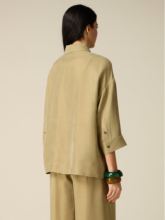 Oltre Oltre Koszula 5034J000856N025 Zielony Baggy Fit