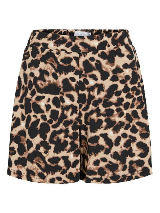 Vila Vila Шорти от плат Leoa 14109339 Кафяв Regular Fit