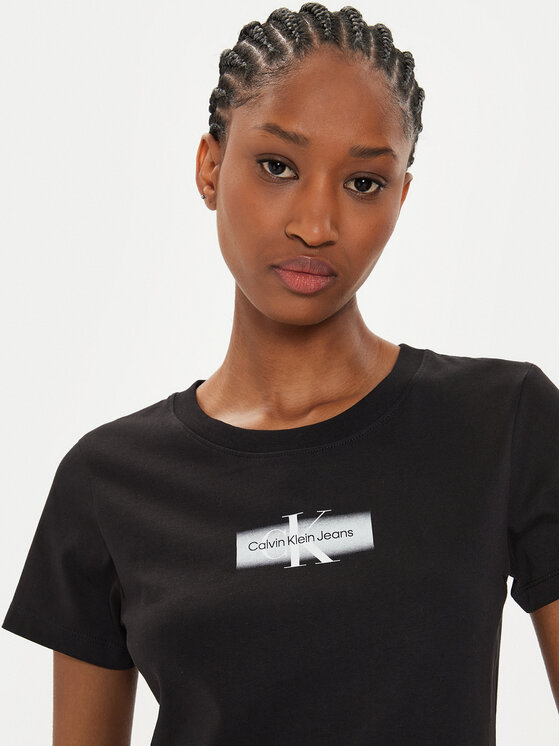 Calvin Klein Jeans Calvin Klein Jeans T-Shirt Faded Monologo J20J223625 Μαύρο Slim Fit