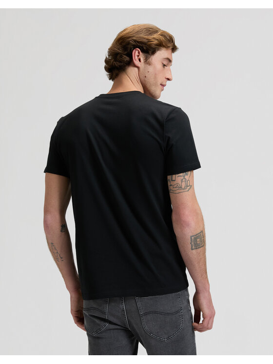 Lee Lee T-Shirt WOVEN LABEL TEE Czarny Regular Fit
