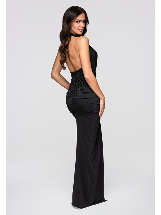 Ombre Ombre Sukienka wieczorowa LA-OM-DLR260 Czarny Regular Fit