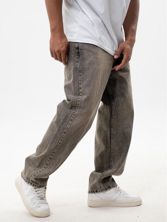 Jigga Wear Jigga Wear Jeansy Szerokie luźne bagy korona Brązowy Baggy Fit
