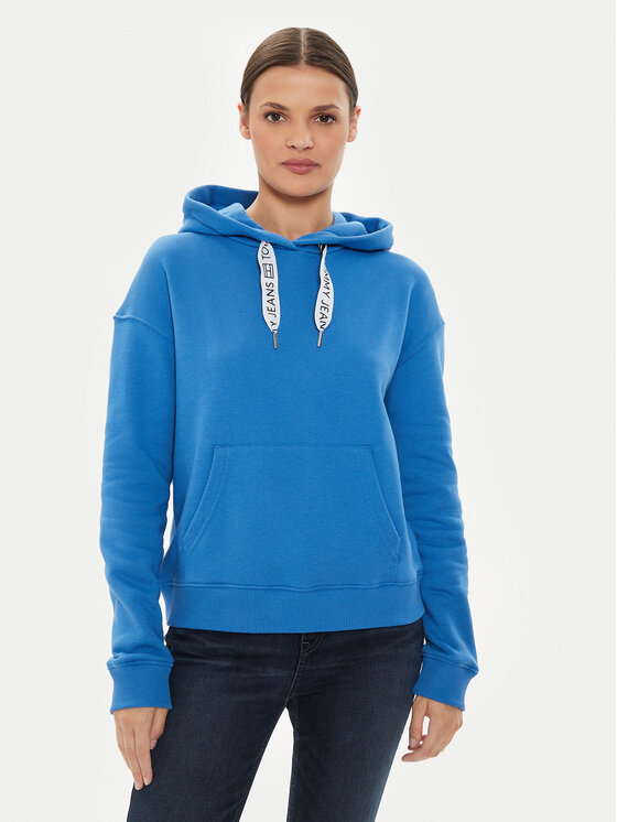 Tommy Jeans Bluză Logo Drawcord DW0DW17794 Albastru Boxy Fit