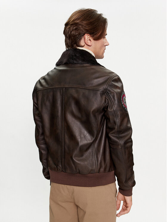 Aeronautica Militare Aeronautica Militare Giacca di pelle 232PN936PL199 Marrone Regular Fit