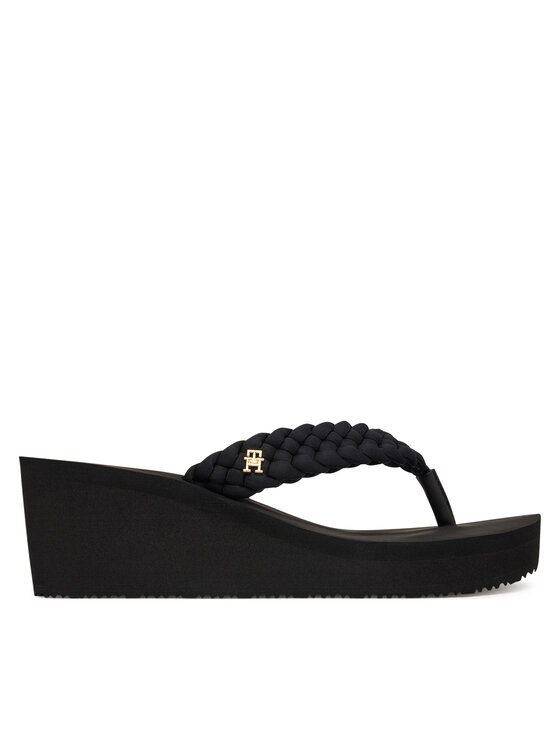 Tommy Hilfiger Tommy Hilfiger Джапанки Th Wedge Braided Summer Sandal FW0FW09198 Черен