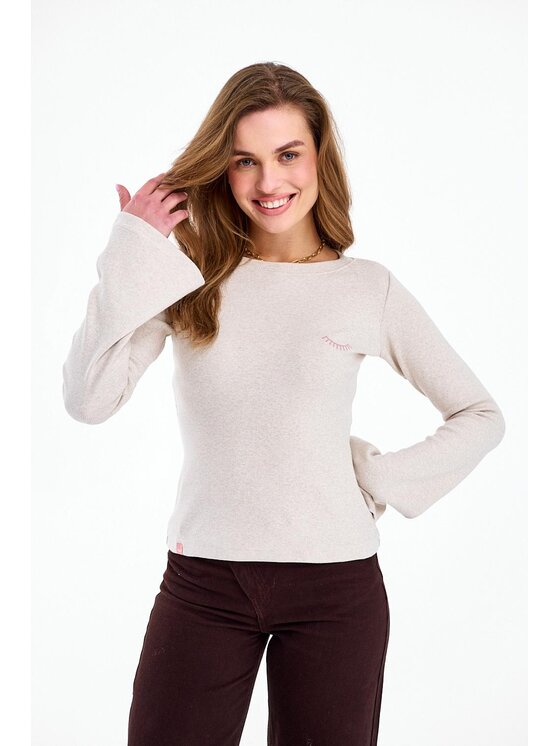 NAOKO NAOKO Longsleeve Blank Space Beżowy Regular Fit