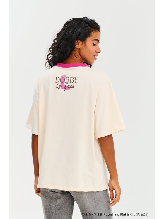 NAOKO NAOKO T-Shirt Dobby Is Free Béžová Regular Fit