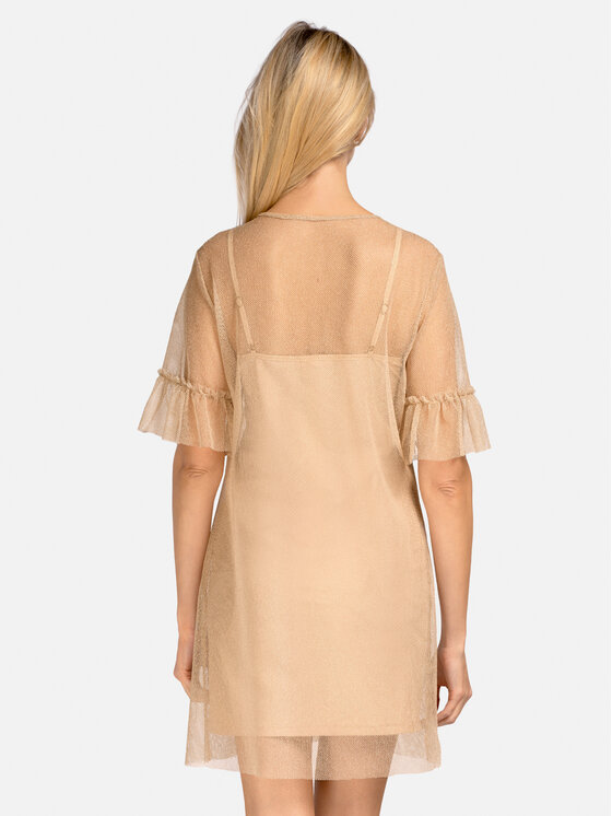 Miss Lou Miss Lou Abito da cocktail ZO-DONE3-BE Beige Relaxed Fit