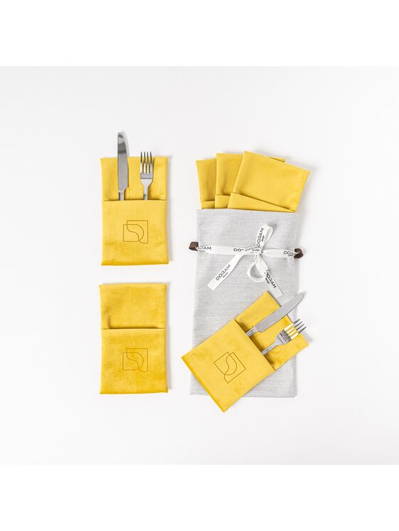 Doram design Doram design Dekoracja Welurowe etui na sztućce Acacia 6 szt. Żółty
