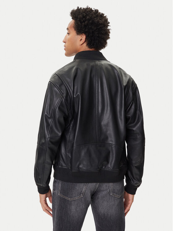 BOSS BOSS Кожено яке Jobrice 50547545 Черен Regular Fit
