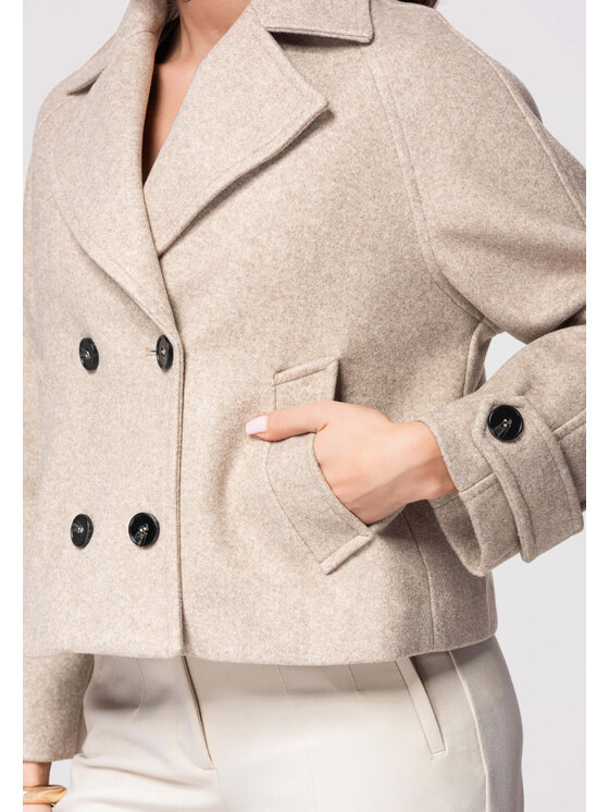 Ombre Ombre Kurtka przejściowa OW-JANP-0129 Beżowy Regular Fit