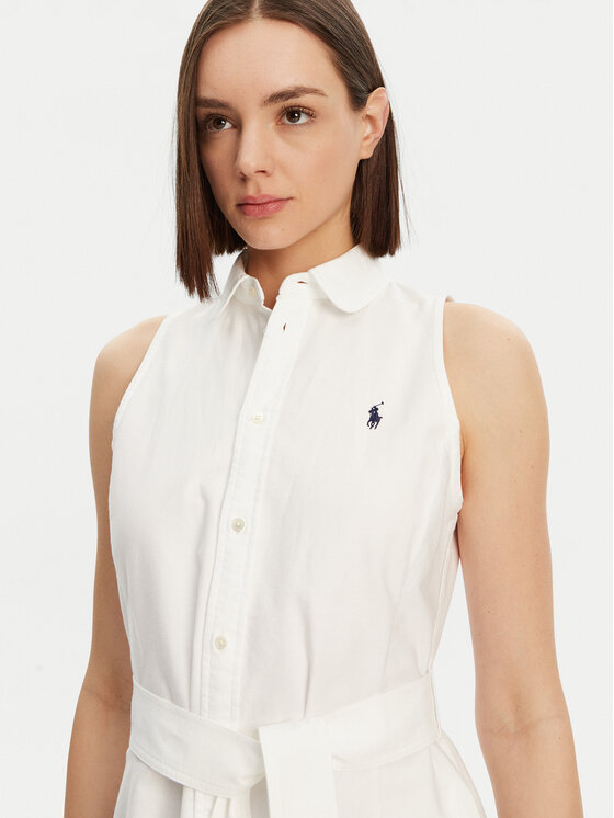 Polo Ralph Lauren Polo Ralph Lauren Srajčna obleka 211906437001 Bela Regular Fit