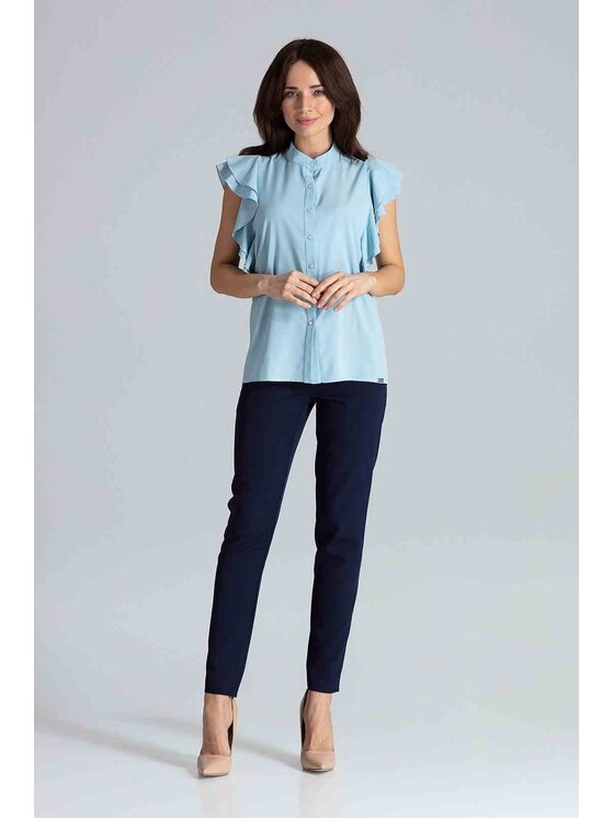 Lenitif Lenitif Bluzka K482 Niebieski Regular Fit