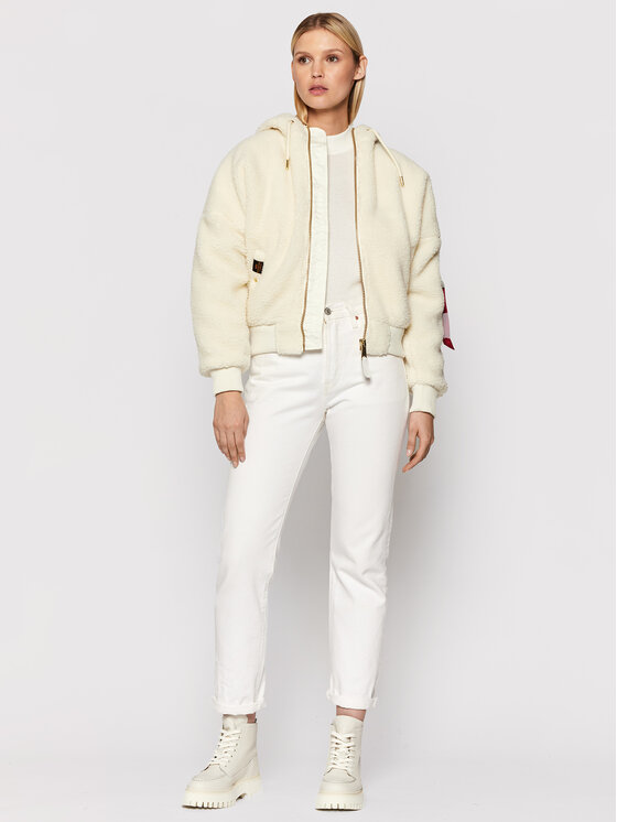 Alpha Industries Alpha Industries Prijelazna jakna Ma-1 Os Hooded Teddy 118002 Bijela Regular Fit