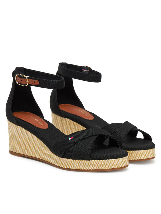 Tommy Hilfiger Tommy Hilfiger Εσπαντρίγιες Flag Criss-Cros Mid Wedge Espad FW0FW08481 Μαύρο