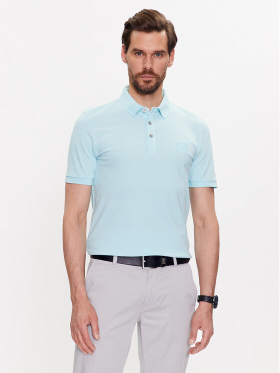 Boss Polo Majica 50472668 Svetlo Modra Slim Fit