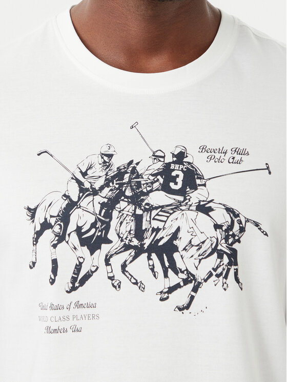 Beverly Hills Polo Club Beverly Hills Polo Club Marškinėliai P-SS26M-TS101 Balta Regular Fit