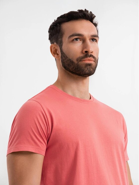 Ombre Ombre T-Shirt OM-TSBS-0236 Różowy Regular Fit
