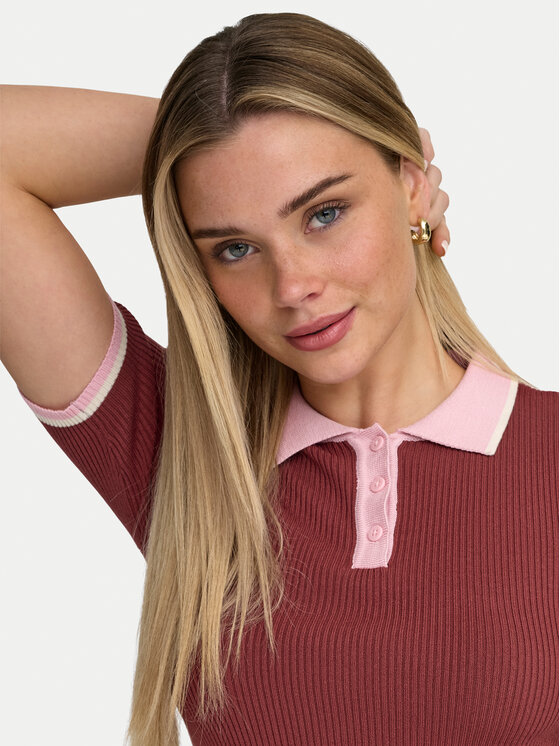 ONLY ONLY Поло Meddi 15363165 Бордовий Slim Fit