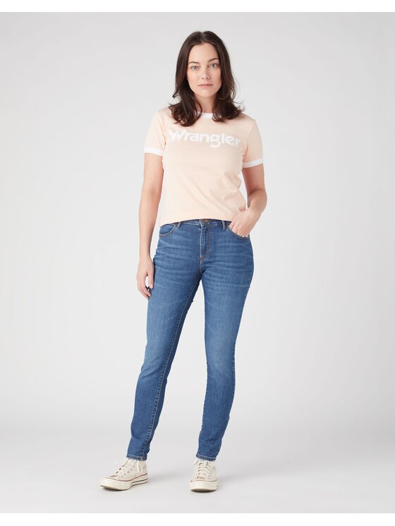 Wrangler Wrangler Jeansy SKINNY Niebieski Skinny Fit