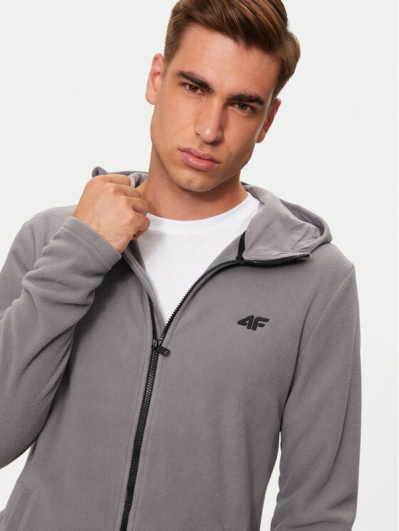 4F 4F Fleecová mikina 4FWMM00TFLEM290 Sivá Regular Fit