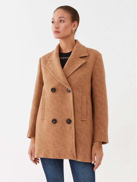 Pinko Manteau en laine 101875 Y82W Marron Regular Fit Modivo