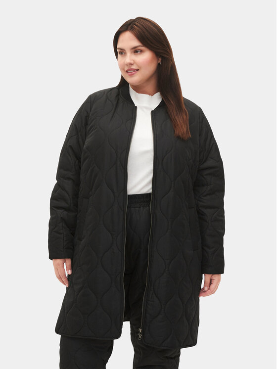 Zizzi Veste de mi saison CA61237H Noir Regular Fit Modivo