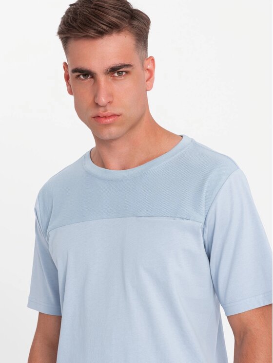 Ombre Ombre T-Shirt OM-TSCT-0171 Modrá Loose Fit