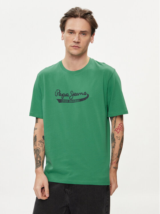 Pepe Jeans Pepe Jeans T-särk Claude PM509390 Roheline Regular Fit